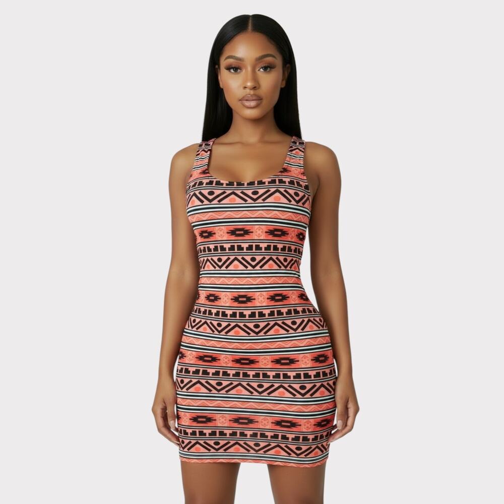 Sleeveless Women Aztec Pattern Short Dress